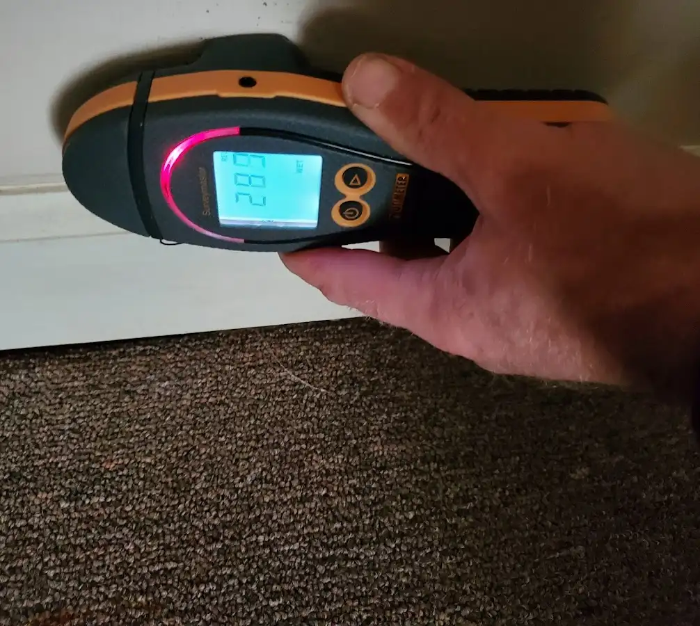 Moisture detection at baseboard during Sewage Cleanup & Sanitation in Sonoma